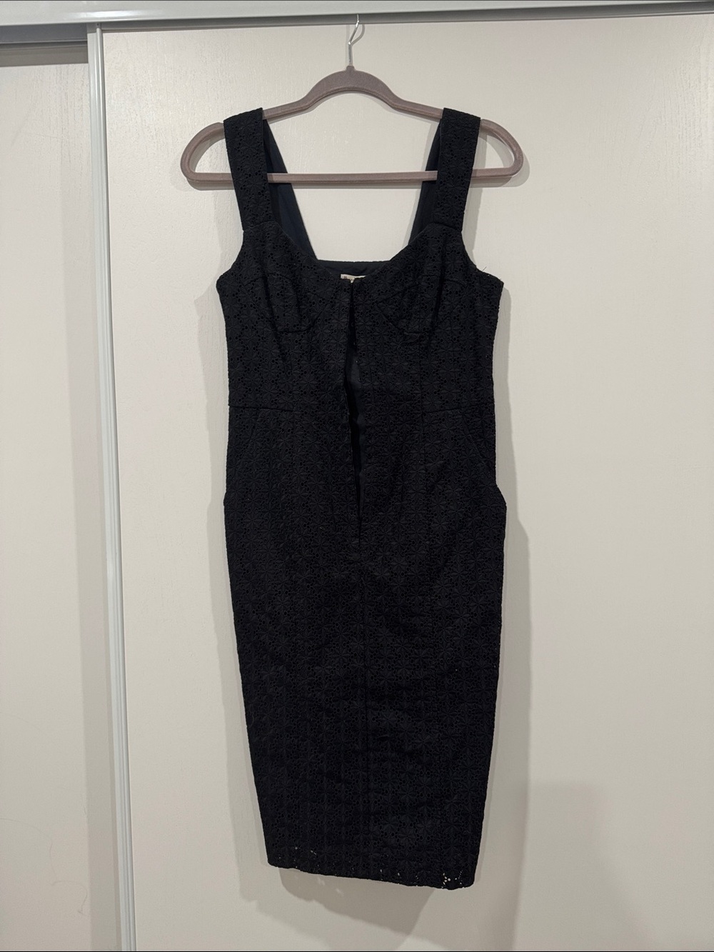Nanette Lepore Black Lace Midi Dress with Wide Straps